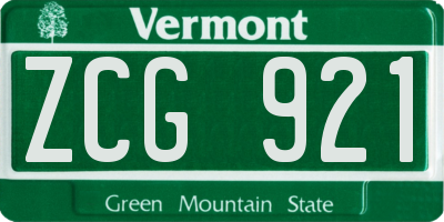 VT license plate ZCG921