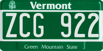VT license plate ZCG922