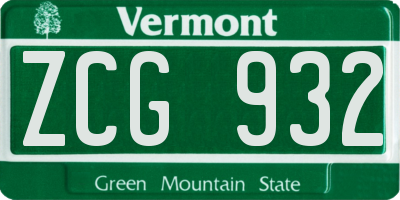 VT license plate ZCG932
