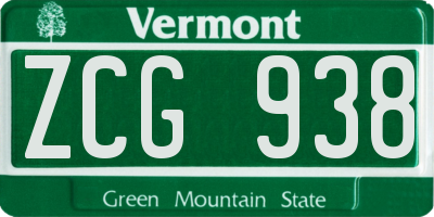 VT license plate ZCG938