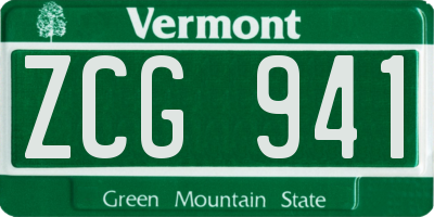 VT license plate ZCG941