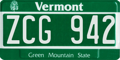 VT license plate ZCG942