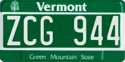 VT license plate ZCG944