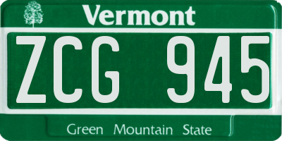 VT license plate ZCG945