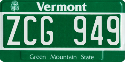 VT license plate ZCG949
