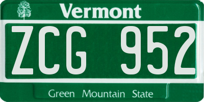 VT license plate ZCG952