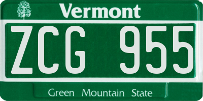 VT license plate ZCG955