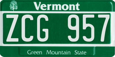 VT license plate ZCG957