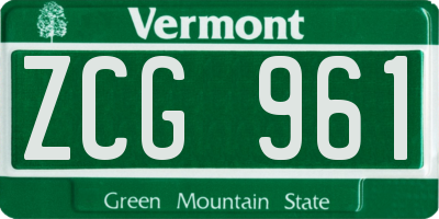 VT license plate ZCG961