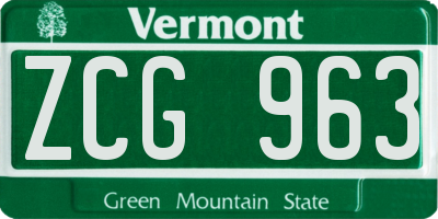 VT license plate ZCG963