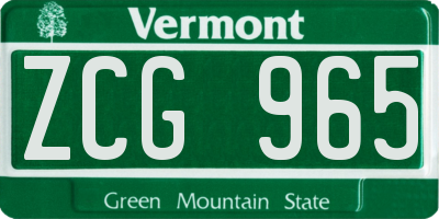 VT license plate ZCG965