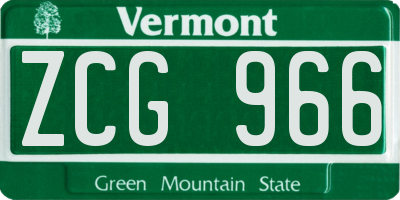 VT license plate ZCG966