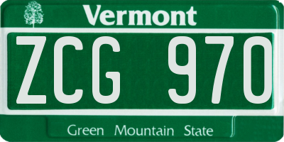 VT license plate ZCG970