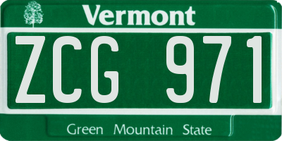 VT license plate ZCG971