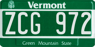 VT license plate ZCG972