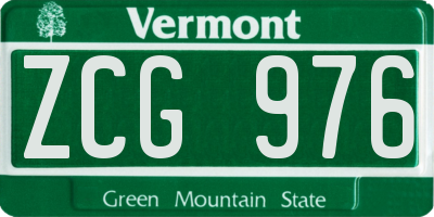VT license plate ZCG976
