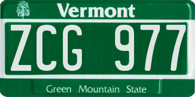 VT license plate ZCG977
