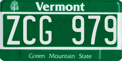VT license plate ZCG979