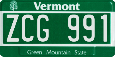 VT license plate ZCG991