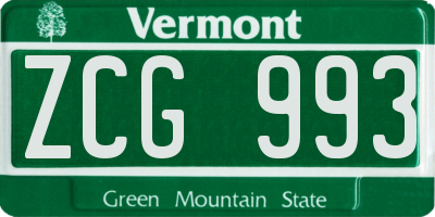 VT license plate ZCG993
