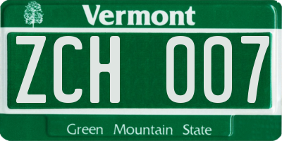 VT license plate ZCH007