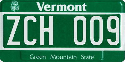 VT license plate ZCH009