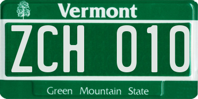 VT license plate ZCH010
