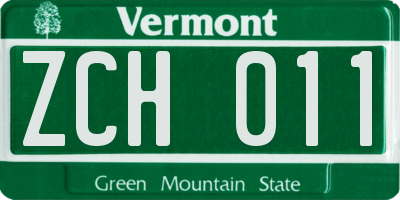 VT license plate ZCH011