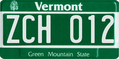 VT license plate ZCH012
