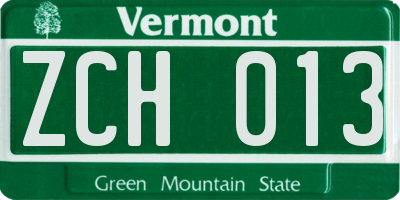 VT license plate ZCH013