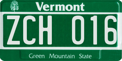 VT license plate ZCH016