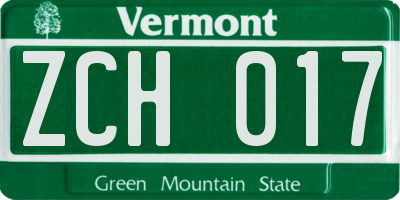 VT license plate ZCH017