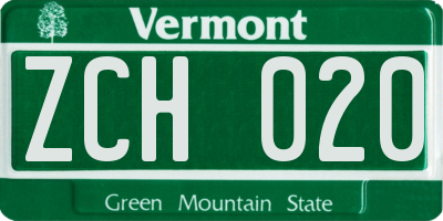 VT license plate ZCH020