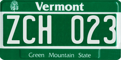 VT license plate ZCH023