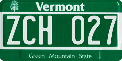 VT license plate ZCH027