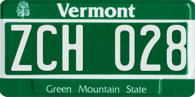 VT license plate ZCH028