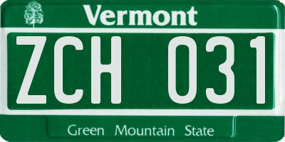 VT license plate ZCH031