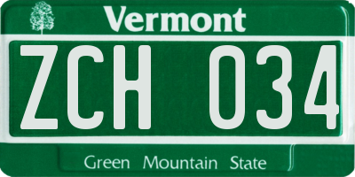 VT license plate ZCH034