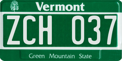 VT license plate ZCH037