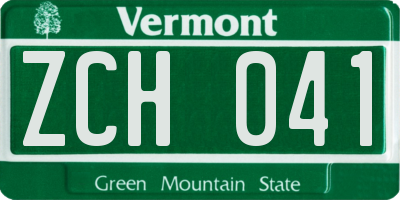 VT license plate ZCH041