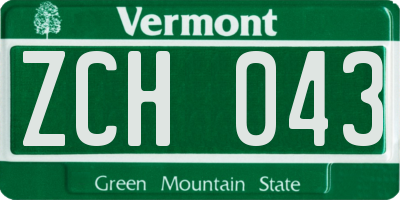 VT license plate ZCH043