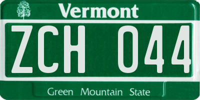 VT license plate ZCH044