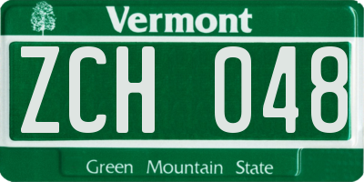 VT license plate ZCH048