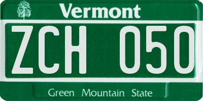 VT license plate ZCH050