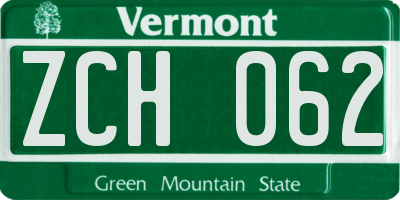 VT license plate ZCH062