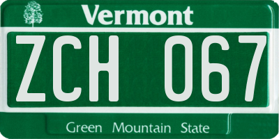 VT license plate ZCH067