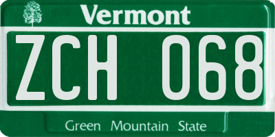 VT license plate ZCH068