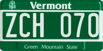 VT license plate ZCH070