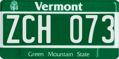 VT license plate ZCH073