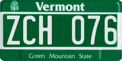 VT license plate ZCH076